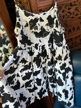 RARE Breakfast Slip Cow Print Dress